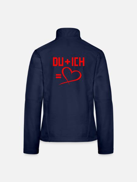 Du plus Ich gleich Herz Liebe Romantisch - Frauen Softshelljacke - Navy - Hinten