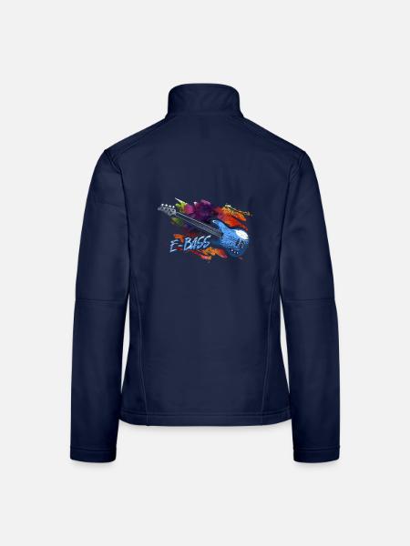 Fetziger Bassgitarrist Bühnenshow - Frauen Softshelljacke - Navy - Hinten