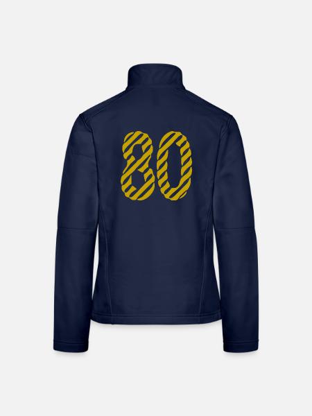 80. 80 JAHRE. 80-JÄHRIGES JUBILÄUM. 80. GEBURTSTAG. - Frauen Softshelljacke - Navy - Hinten