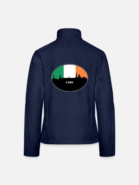 Cork Irland Flagge Skyline Reise Souvenir - Frauen Softshelljacke - Navy - Hinten
