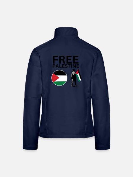 Free Palestine | Guy with palestine flag - Frauen Softshelljacke - Navy - Hinten