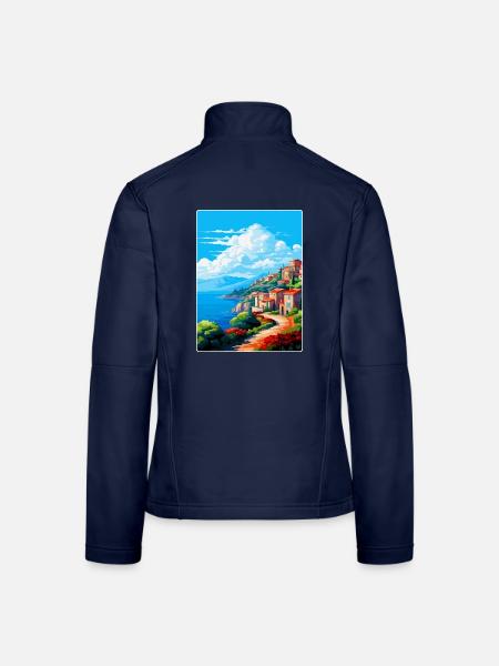 Elba Italy Vintage Travel Poster Souvenir Souvenir - Women's Softshell Jacket - navy - Back