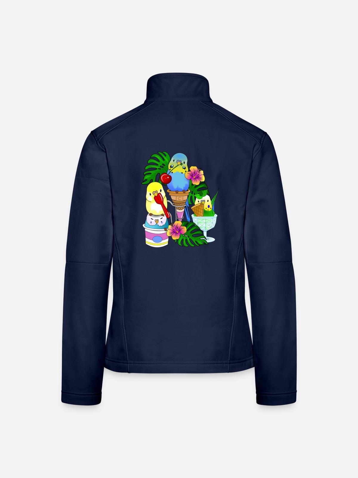 Wellensittich Eis Eiscreme - Frauen Softshelljacke - Navy - Hinten