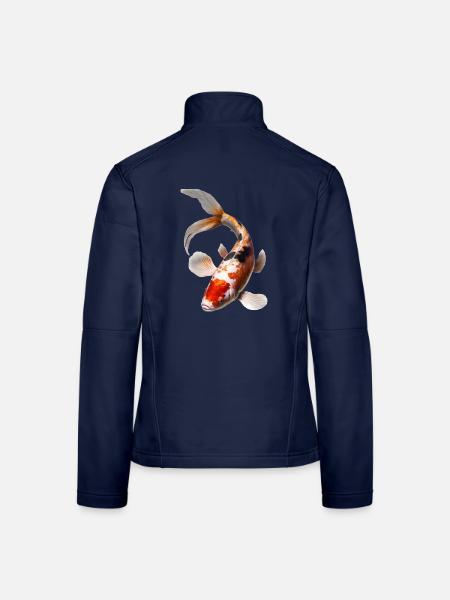 Japanischer Koi-Karpfen - Frauen Softshelljacke - Navy - Hinten