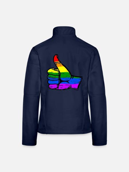 Regenbogenfarbe Flagge Hand alles klar Symbol used - Frauen Softshelljacke - Navy - Hinten