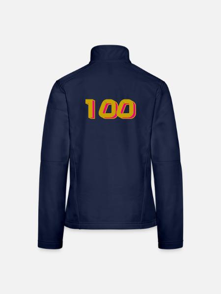 100. 100 JAHRE. 100-JÄHRIGES JUBILÄUM. 100. GEBURTSTAG - Frauen Softshelljacke - Navy - Hinten