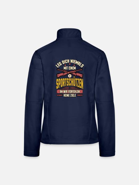 Leg Dich Nicht Mit Sportschützen An Sportschütze - Frauen Softshelljacke - Navy - Hinten