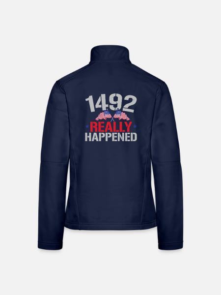 1492 Es geschah wirklich Navigator Kolumbus-Tag - Frauen Softshelljacke - Navy - Hinten