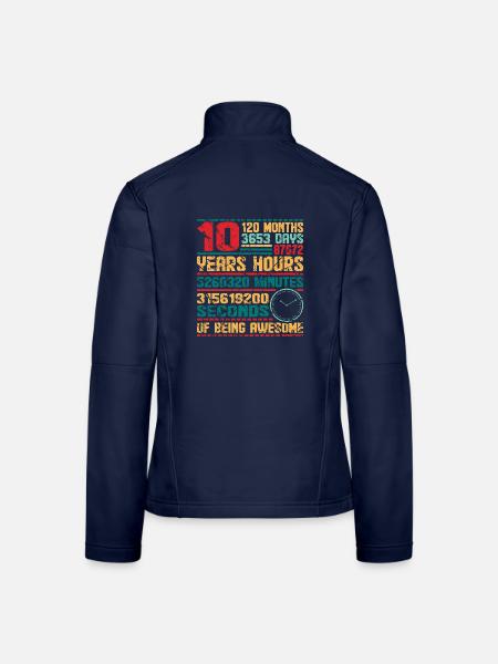 10.Geburtstag Zahlen 10 Jahre Alt Bday Zehn - Frauen Softshelljacke - Navy - Hinten