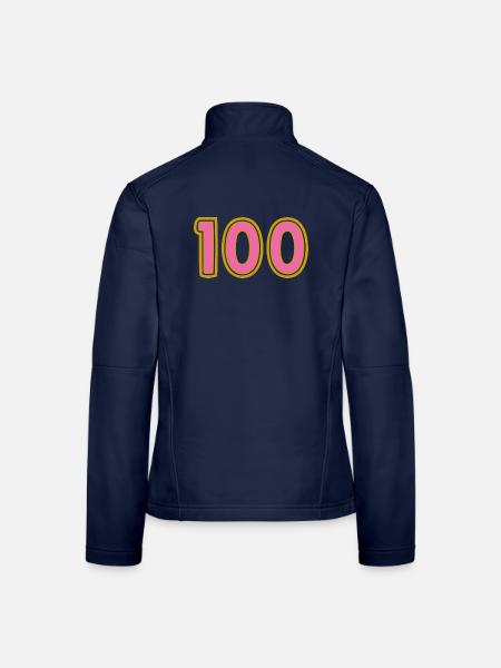 100. 100 ANS. 100e ANNIVERSAIRE. ANNIVERSAIRE 100 - Veste en tissu softshell Femme - bleu marine - Dos