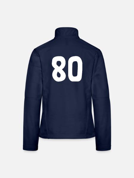 80. 80 JAHRE. 80-JÄHRIGES JUBILÄUM. 80. GEBURTSTAG. - Frauen Softshelljacke - Navy - Hinten