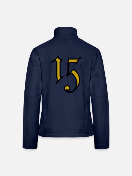 15. 15 JAHRE. 15. JAHRESTAG. 15-JÄHRIGES JUBILÄUM. - Frauen Softshelljacke - Navy - Hinten