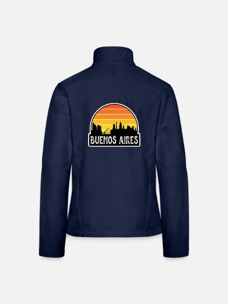 Buenos Aires Argentinien-Flagge Skyline Reisen Souveni - Frauen Softshelljacke - Navy - Hinten