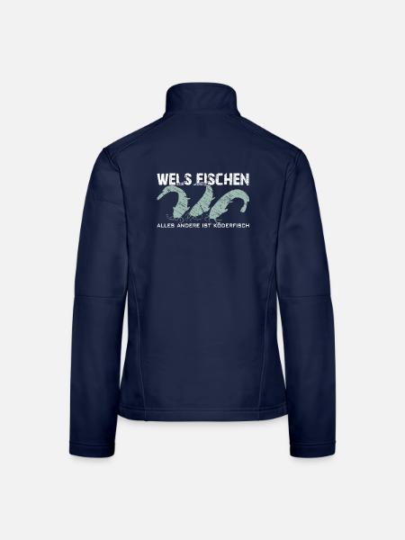 Wels angeln Waller fischen Team Waller - Frauen Softshelljacke - Navy - Hinten