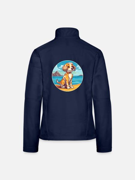 Akbash Hund Rasse Cartoon Kawaii Clipart Aquarell - Frauen Softshelljacke - Navy - Hinten