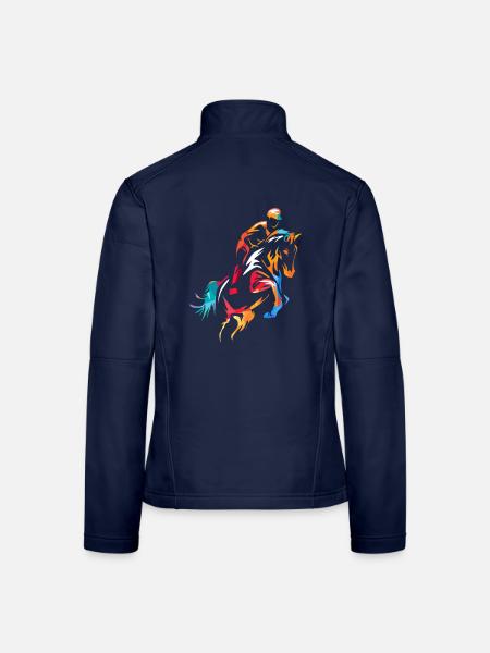Flinker Pferdesport Turniersprung - Frauen Softshelljacke - Navy - Hinten