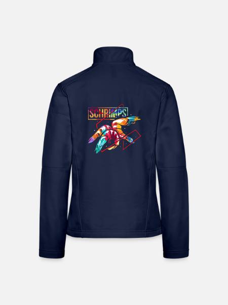 Zitronige Garnelen Meeresfrüchte - Frauen Softshelljacke - Navy - Hinten