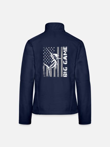 Marlin sauteur avec drapeau américain Pêche en haute mer - Veste en tissu softshell Femme - bleu marine - Dos