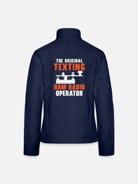 Der originale schreibende Funkamateur Ham Radio Op - Frauen Softshelljacke - Navy - Hinten