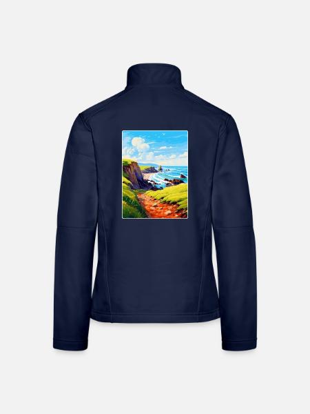 Hartland Quay Devon Vintage Travel Poster Souvenir - Women's Softshell Jacket - navy - Back