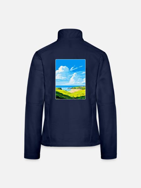 Crantock, Cornwall, England, Vereinigtes Königreich, Reiseposter, WPA - Frauen Softshelljacke - Navy - Hinten