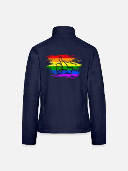 Regenbogen Flagge alles klar Symbol used - Frauen Softshelljacke - Navy - Hinten
