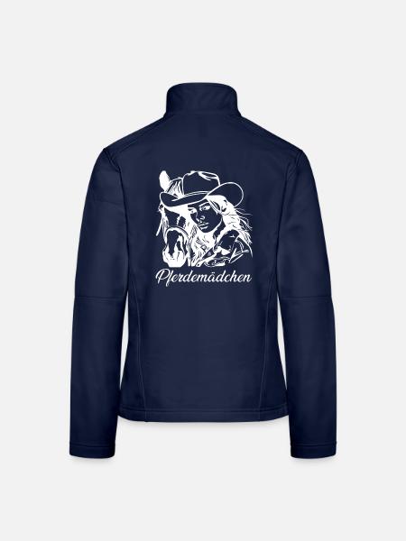Pferdemädchen Reiterin Pferdeliebe - Frauen Softshelljacke - Navy - Hinten