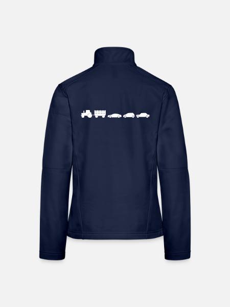 Tracteur avec remorque et voitures - Veste en tissu softshell Femme - bleu marine - Dos