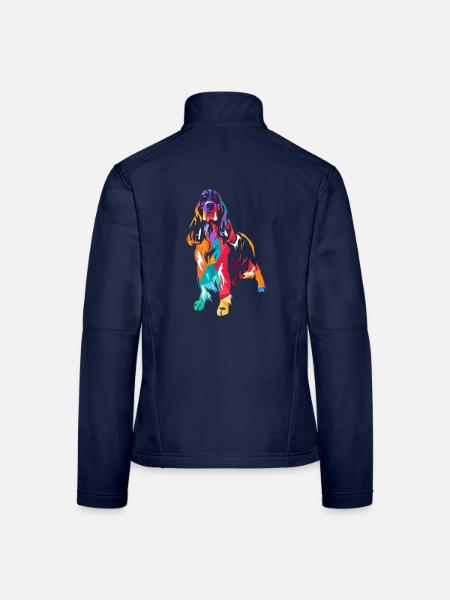 Wachsamer Springer Spaniel Jagdeinsatz - Frauen Softshelljacke - Navy - Hinten