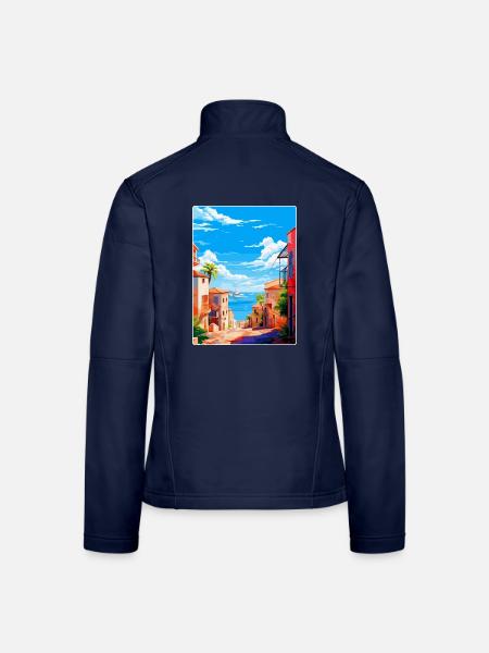 Palma Nova Spanien Vintage Reiseplakat Souvenir - Frauen Softshelljacke - Navy - Hinten