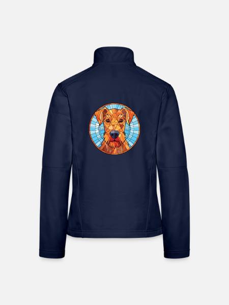 Irish Terrier Hunderasse Aquarell Illustration - Frauen Softshelljacke - Navy - Hinten