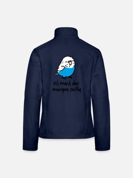 lässiger Wellensittich - Frauen Softshelljacke - Navy - Hinten