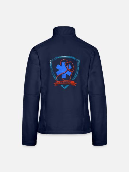 Beherzter Rettungssanitäter Notdienst - Frauen Softshelljacke - Navy - Hinten