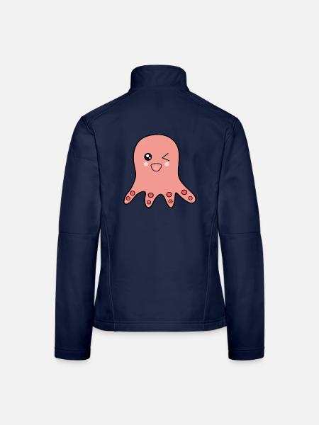 Oktopus Meerestiere - Frauen Softshelljacke - Navy - Hinten