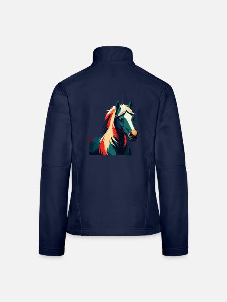 Pony Cartoon Figur Buntes Haustier Tier - Frauen Softshelljacke - Navy - Hinten