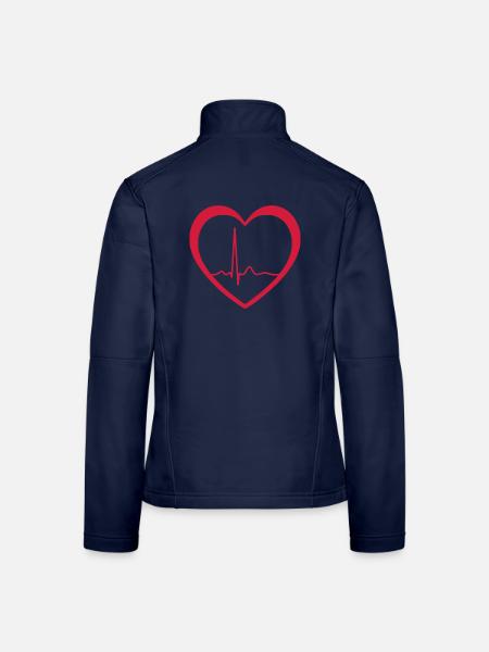 Herzschlag-EKG-Linie Medizinischer Pulswellen-Ikon-Vektor - Frauen Softshelljacke - Navy - Hinten