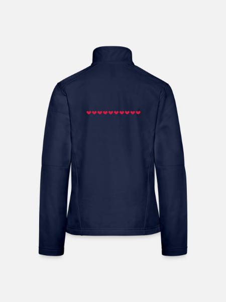 Linie Herz Herzchen Strich Ornament - Frauen Softshelljacke - Navy - Hinten