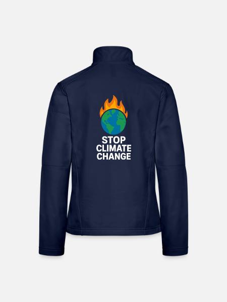 Erde in Flammen Stoppt Klimawandel - Frauen Softshelljacke - Navy - Hinten
