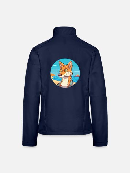 Kojote Aquarell Cartoon Kawaii Clipart Tier - Frauen Softshelljacke - Navy - Hinten