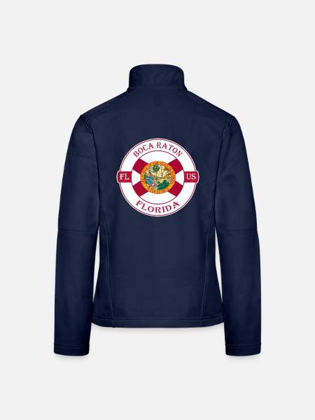 Boca Raton Florida Flagge USA Reise Souvenir Abzeichen - Frauen Softshelljacke - Navy - Hinten