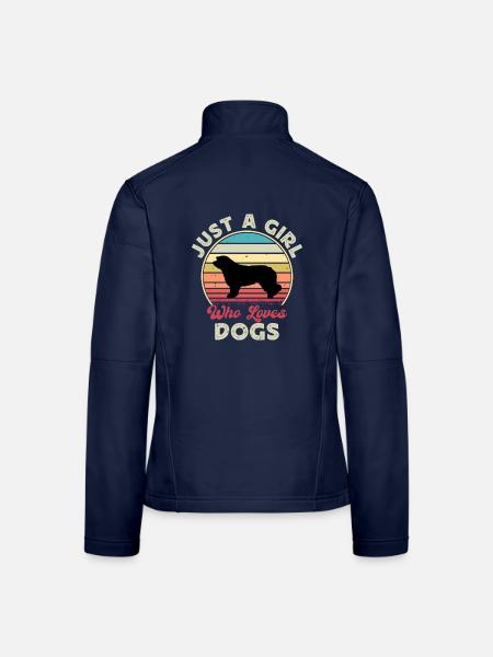 Katalanische Schäferhund Hund Liebhaber Silhouette Retro Sonnenuntergang - Frauen Softshelljacke - Navy - Hinten