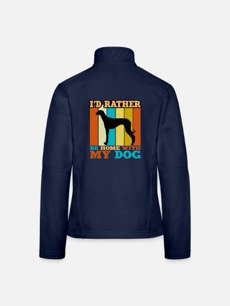 Alte kroatische Windhund Hund Silhouette Retro Sonne - Frauen Softshelljacke - Navy - Hinten