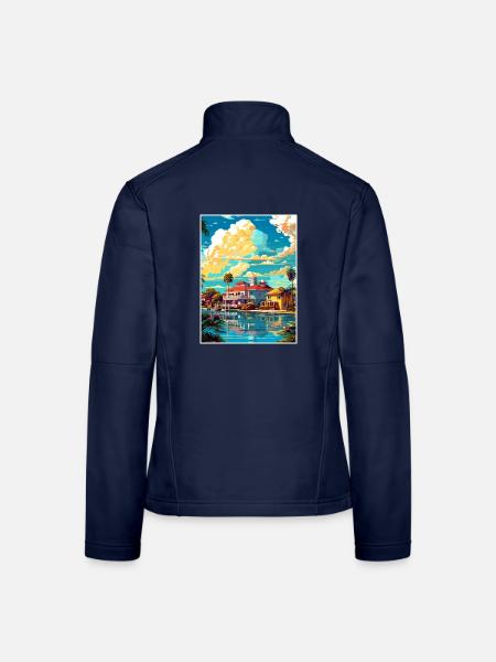 Melbourne Florida Vintage Reiseposter Souvenir - Frauen Softshelljacke - Navy - Hinten