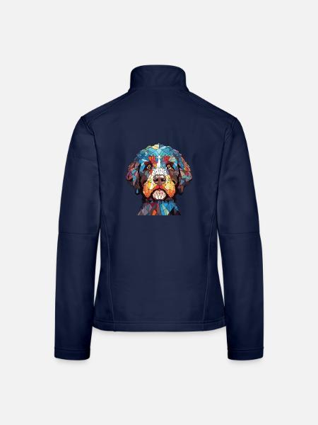 Friesische Wasserhundrasse Aquarell-Illustration - Frauen Softshelljacke - Navy - Hinten