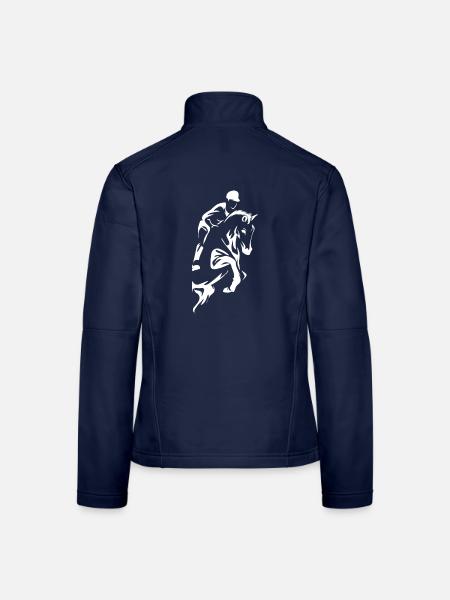 Beherzter Pferdesprung Turniertag - Frauen Softshelljacke - Navy - Hinten