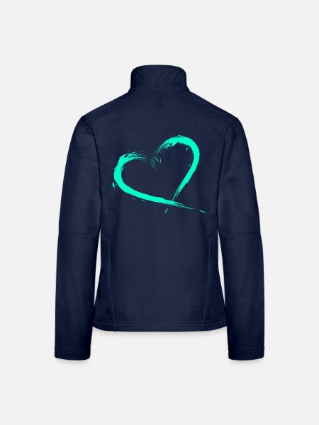 Herz Design Türkis Vektor neu - Frauen Softshelljacke - Navy - Hinten