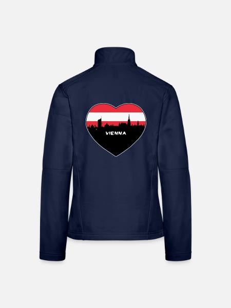 Flaggen-Skyline-Reise-Andenken Wiens Österreich - Frauen Softshelljacke - Navy
