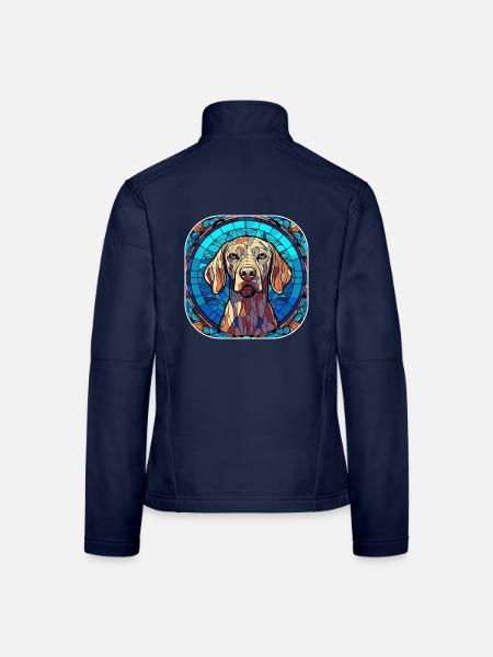 Bunte Weimaraner-Hunderasse Aquarellmalerei - Frauen Softshelljacke - Navy