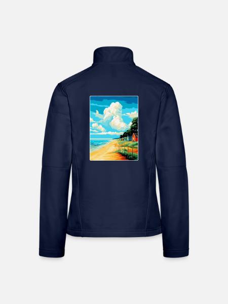 Norfolk Küste Vintage Reise Poster Souvenir WPA - Frauen Softshelljacke - Navy - Hinten