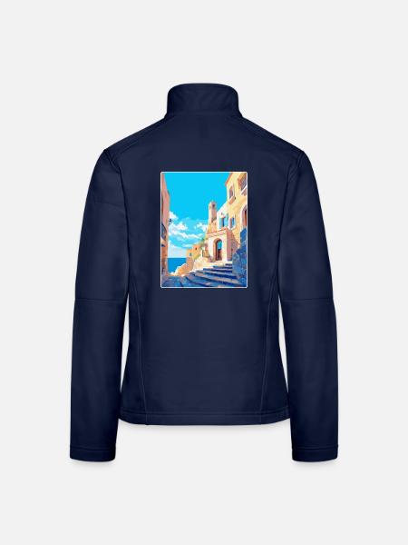 Rhodes Greece Vintage Travel Poster WPA Souvenir - Women's Softshell Jacket - navy - Back
